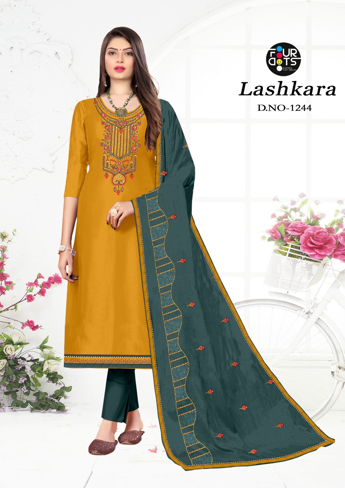 Lashkara By Four Dots Jam Silk Cotton Dress Material Wholesale Market In Surat